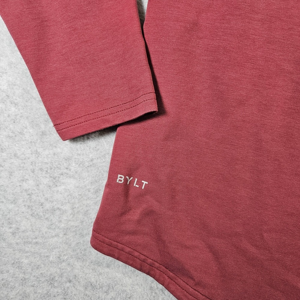 BYLT Men's Sz L Drop-Cut Long Sleeve Maroon Casual‎ Crewneck Shirt - Picture 3 of 6